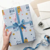 Dream Big Little One Cute Cartoon Space Rocket Wrapping Paper