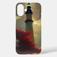 Lighthouse floating in the Sunset Clouds iPhone 16 Plus Case