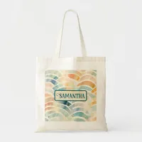 Personalized Muted Pastel Abstract Arch Tote Bag