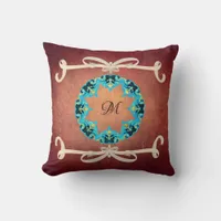 Beautiful Victorian Bow Tie with Monogram Throw Pillow