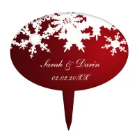 red snowflakes  personalized cake picks