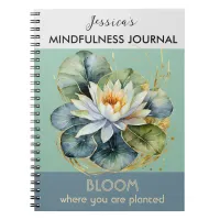 Personalized Water Lily Green Mindfulness Journal