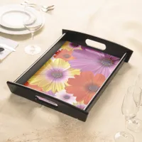 Colorful Medley of African Daisies Flowers Serving Tray