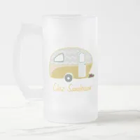 Personalized Retro Caravan Beer Glass Frosted Glass Beer Mug