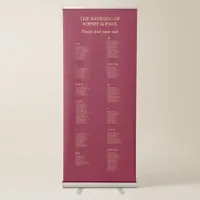 Burgundy Gold 130 Guest Wedding Seating Chart Retractable Banner