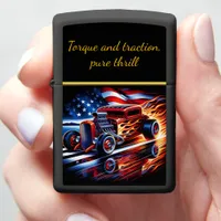 Vintage hot rod racing down a reflective highway zippo lighter