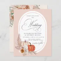 Budget Pampas Pumpkin Fall Wedding Invitation