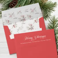 Simple Winter Birds Merry Christmas White Script  Envelope