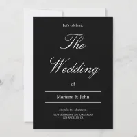 Elegant White and Black Modern Simple wedding Invitation
