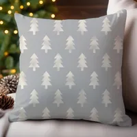 Platinum Gray Christmas Trees Holiday Throw Pillow