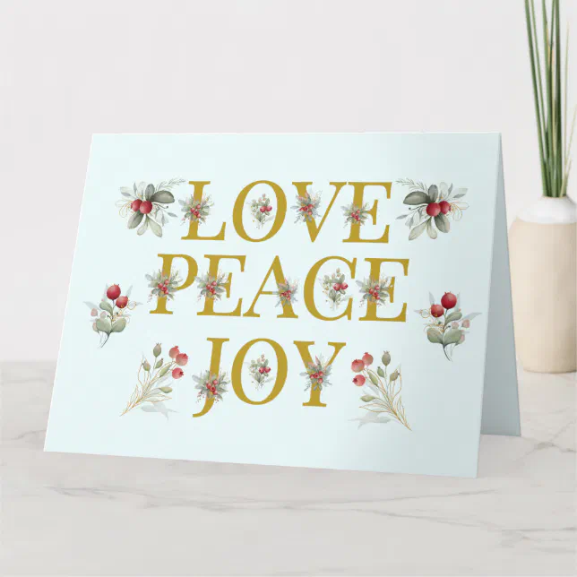 Love Peace Joy Berries Christmas Holiday Card