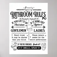 Cute Funny Bathroom Rules  Poster