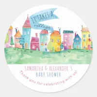 It Takes A Village Adoption Foster IVF Baby Shower Classic Round Sticker