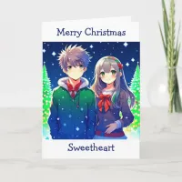 Anime Couple Romantic Christmas  Card