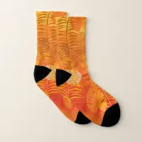 Orange Tropical Palm Tree Patterned Socks