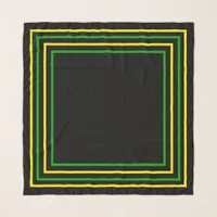  Green and Yellow Jamaican Flag Colored Black Scarf