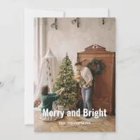 Elegant modern Photo merry and bright christmas Holiday Card