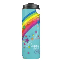 Cute Pretty Girly Rainbow Stars Sky Clouds & Name  Thermal Tumbler