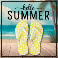 Cute Floral Daisy Pattern Yellow and White Summer  Flip Flops