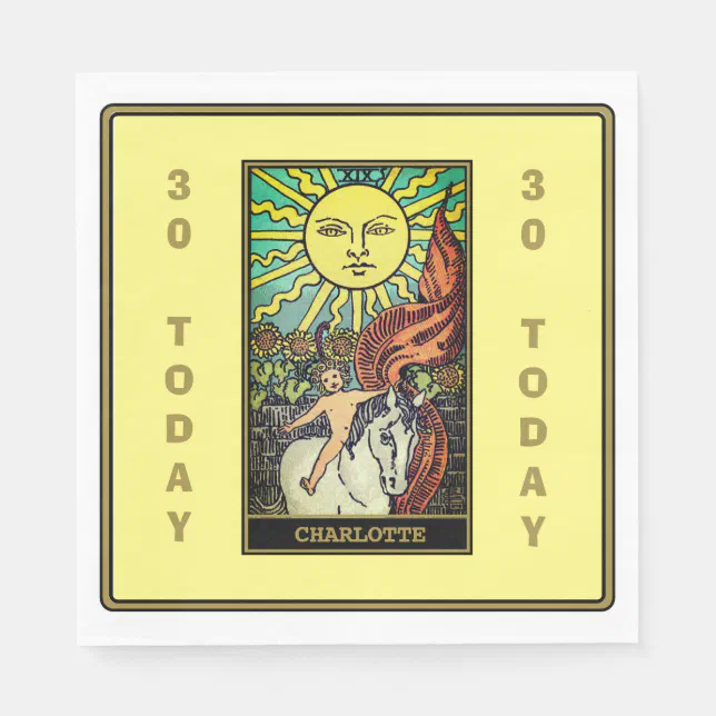 The Sun Tarot Card Yellow Birthday Party Name Napkins