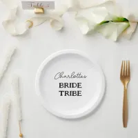 Minimalist Bride Tribe Bachelorette Name Paper Plates