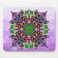 Purple Dragonfly Themed Mandala Colorful Mouse Pad