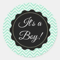 It's a Boy! Baby Shower Sage Green Stickers