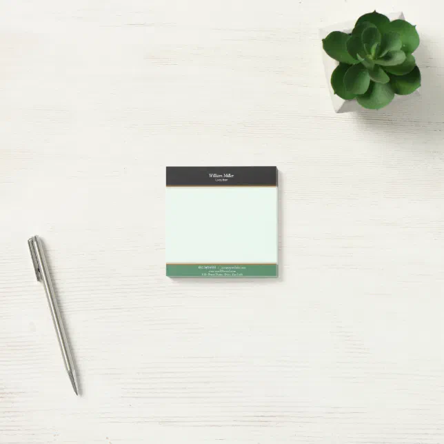 Modern Minimalist Black Green Stripes Post-it Notes