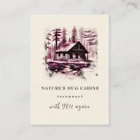 *~* QR AP49  Rustic Log Cabin Cottage Lodge Business Card