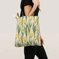 Watercolor Style Yellow Tulips All-over Print Tote Bag