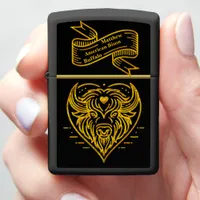 Bison Buffalo Illustration in Heart Shape Zippo Lighter