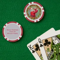 Vintage Santa in Wreath Your Christmas Greeting Poker Chips