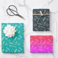 Leafy Set Of 3 Wrapping Paper Sheets