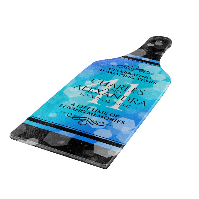 Elegant 41st Blue Topaz Wedding Anniversary Cutting Board