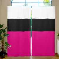 White Black and Hot Pink Color Block Blackout Curtains