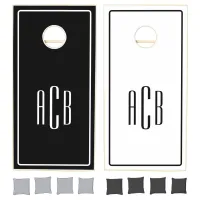 Three Letter Black and White Wedding Monogram Cornhole Set