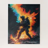 Soldier in the Flames Stand Amidst the Inferno Jigsaw Puzzle