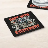 Funny Dancing Mummies Rapt with Excitement Square Paper Coaster