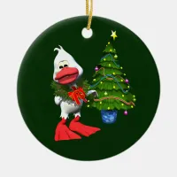 Christmas Duck Ceramic Ornament