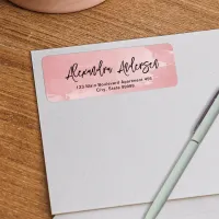 Pink Watercolor Brushstokes Modern Script Label