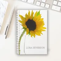 Yellow Sunflower on White Planner