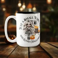 "Just a Small Town Girl Who Loves Halloween" Two-Tone Coffee Mug