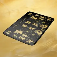 Gold Fairies with Pixie Dust on Black Monogram | Bath Mat