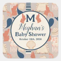 Baby on Board Nautical Baby Shower  Square Sticker