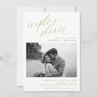 Modern Gold Romantic Photo Couple's Bridal Shower Invitation