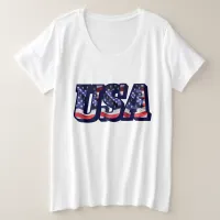 USA Flag Letters, Flag Women's Plus-Sized T-Shirt