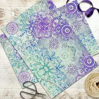Cute Doodle Flowers On A Rustic Wood Tissue Paper