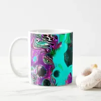 Purple, Teal, Blue, Black Colorful Abstract Fluid  Coffee Mug