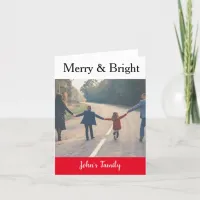 Merry and Bright Minimalist modern Christmas Photo Holiday Card