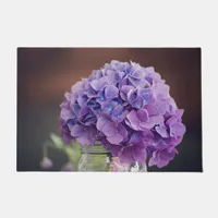 Purple Hydrangea in Mason Jar Photograph Doormat